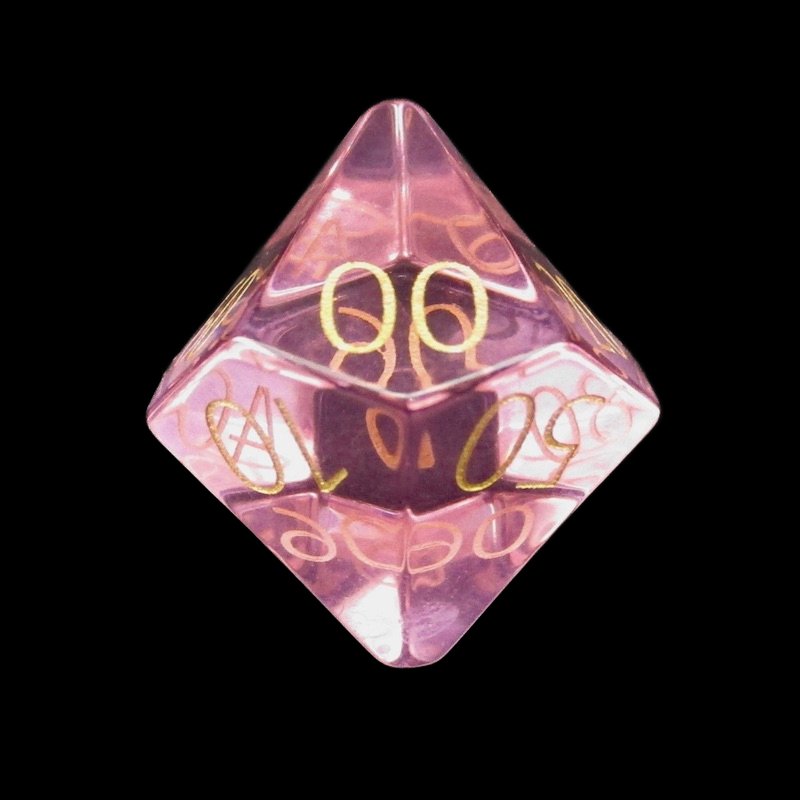 TDSO Zircon Glass Pink Tourmaline & Gold Percentile Dice