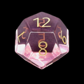 TDSO Zircon Glass Pink Tourmaline & Gold D12 Dice