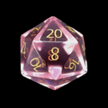 TDSO Zircon Glass Pink Tourmaline & Gold D20 Dice