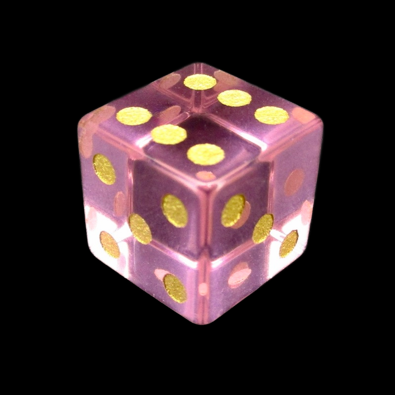 TDSO Zircon Glass Pink Tourmaline & Gold D6 Spot Dice