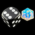 TDSO Zircon Glass Rainbow & Gold 12mm Mini D20 Dice
