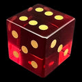 TDSO Zircon Glass Ruby & Gold D6 Spot Dice