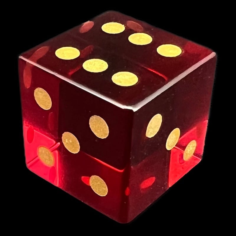TDSO Zircon Glass Ruby & Gold D6 Spot Dice