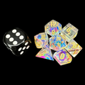 TDSO Zircon Glass Rainbow & Gold MINI 7 Dice Polyset