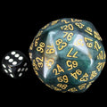 The Dice Lab Pearl Malachite & Gold D120 Dice