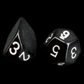 The Dice Lab Opaque Black with White Recast 2D6 Dice