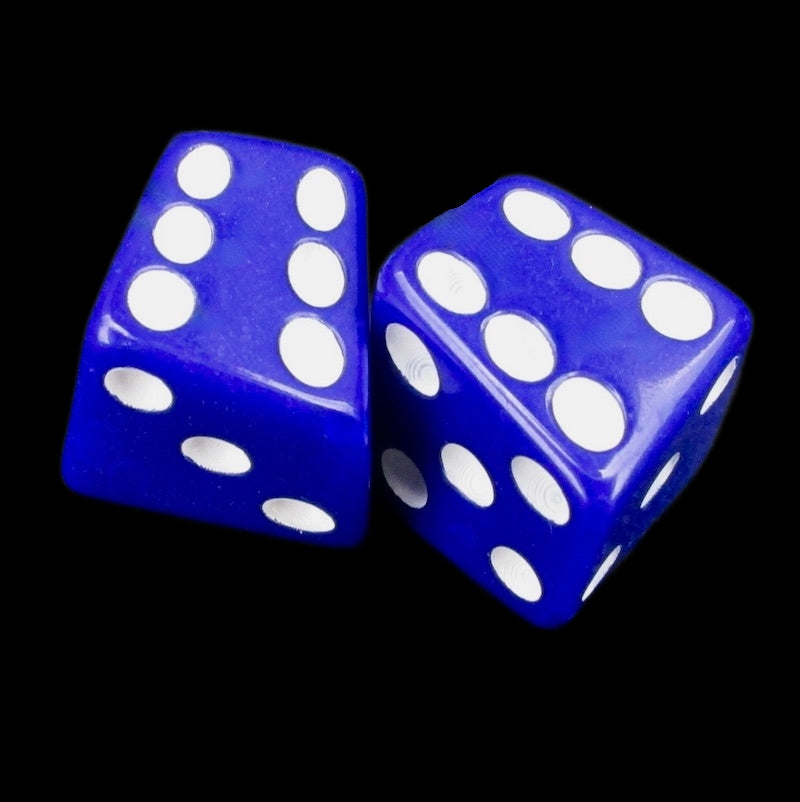 The Dice Lab Opaque Blue Skew 2 x D6 Spot Dice