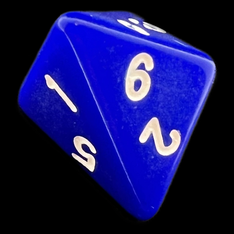 The Dice Lab Opaque Blue with White Pyramid D6 Dice