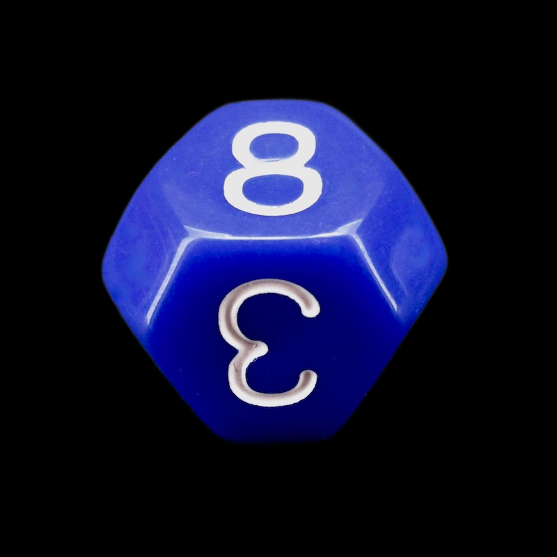 The Dice Lab Opaque Blue & White Truncated Octahedra D8 Dice