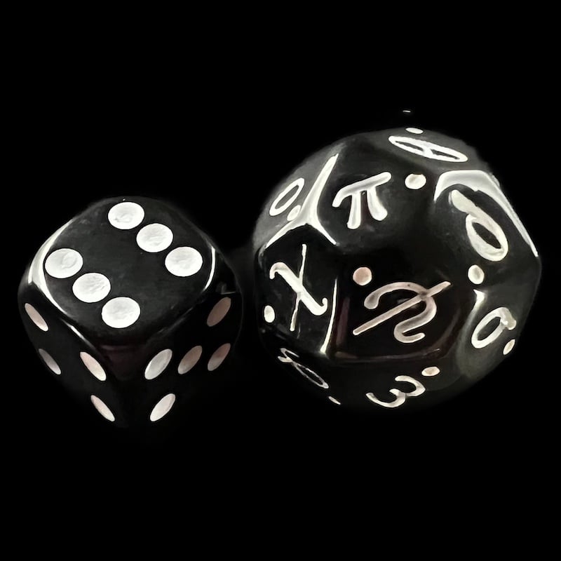 The Dice Lab Opaque Black & White Alpha Omega D24 Dice
