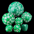 The Dice Lab Opaque Green & White Large Dice Set