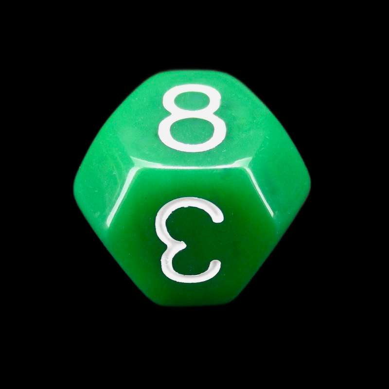 The Dice Lab Opaque Green & White Truncated Octahedra D8 Dice