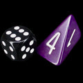 The Dice Lab Opaque Purple & White Wedge Shaped Skew D4 Dice