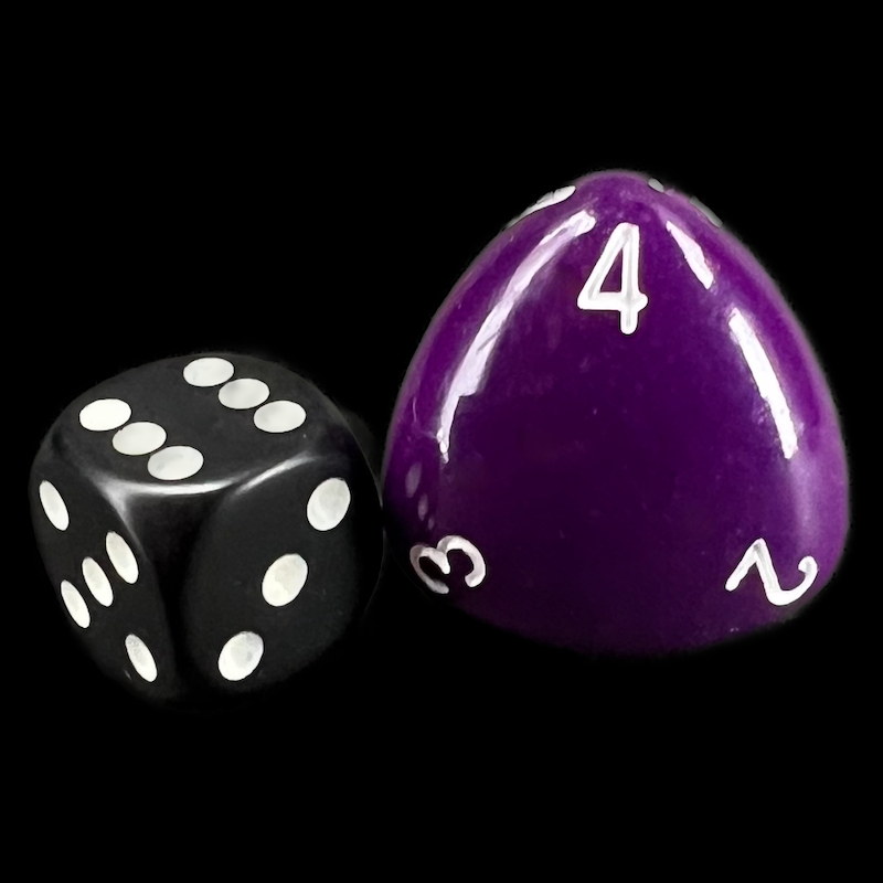The Dice Lab Opaque Purple with White Orbiform Large D4 Dice