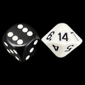 The Dice Lab Opaque White with Black D14 Dice