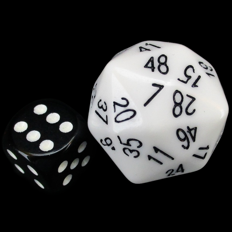 The Dice Lab Opaque White & Black D48 Dice