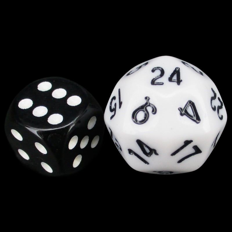 The Dice Lab Opaque White &amp; Black Deltoidal D24 Dice