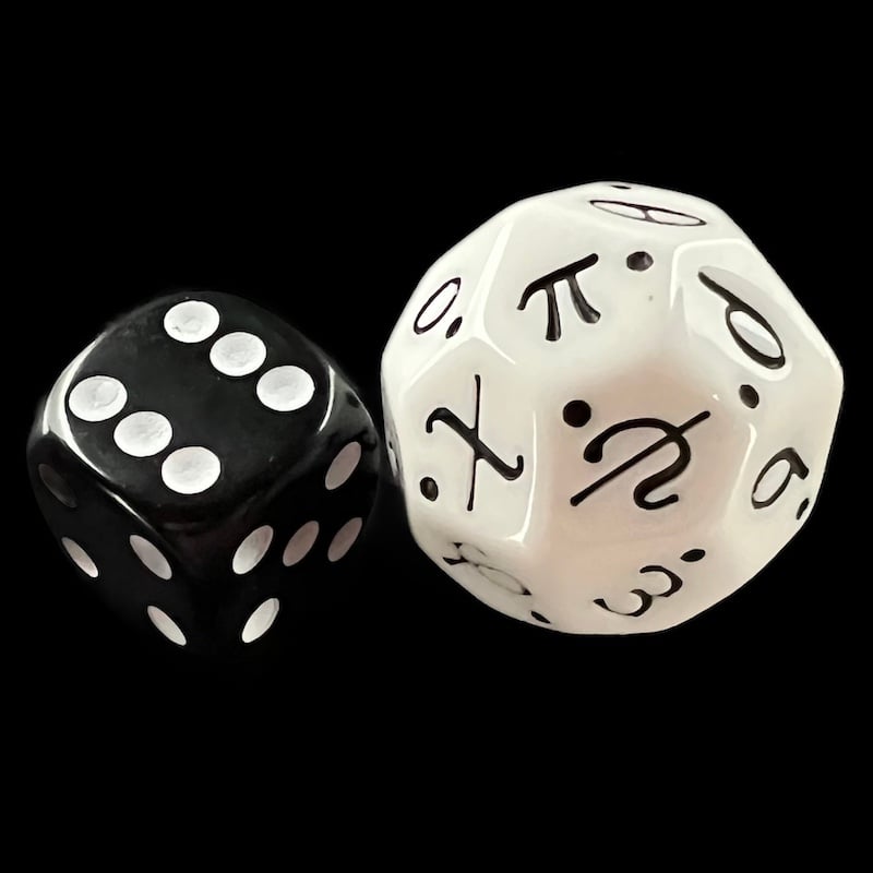 The Dice Lab Opaque White & Black Alpha Omega D24 Dice