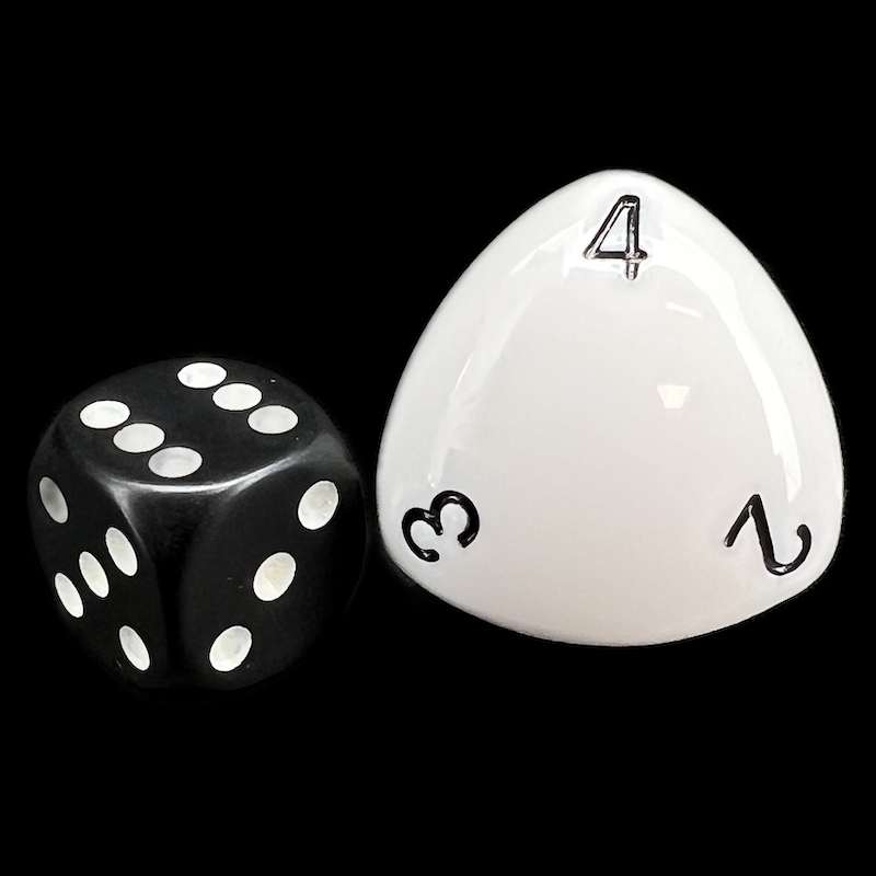 Orbiform Examples The Dice Lab Opaque White & Black Orbiform Large D4 Dice – The Dice ...