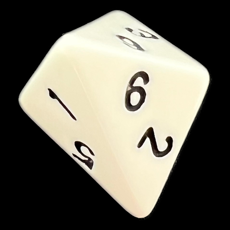 The Dice Lab Opaque White with Black Pyramid D6 Dice