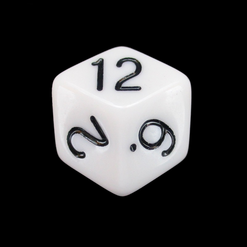The Dice Lab Opaque White & Black Rhombic D12 Dice