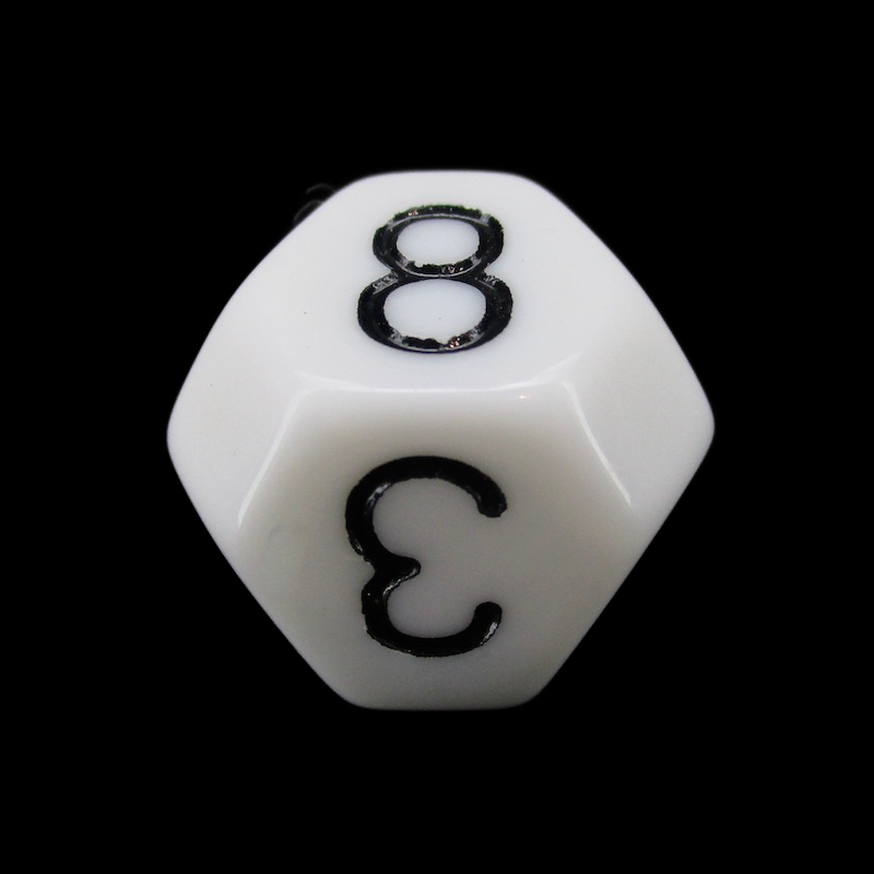 The Dice Lab Opaque White &amp; Black Truncated Octahedra D8 Dice