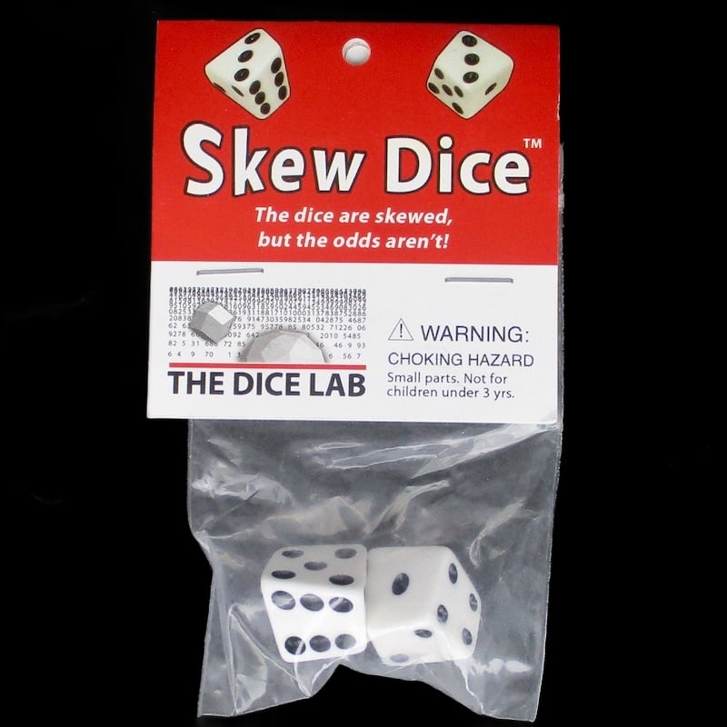 The Dice Lab Opaque White & Black Skew 2 x D6 Spot Dice