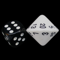 The Dice Lab Opaque White & Black Skew D20 Dice