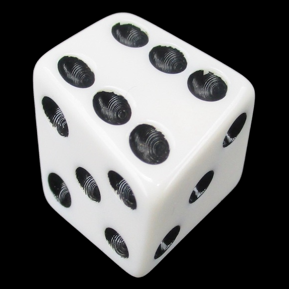 The Dice Lab Opaque White Skew D6 Spot Dice