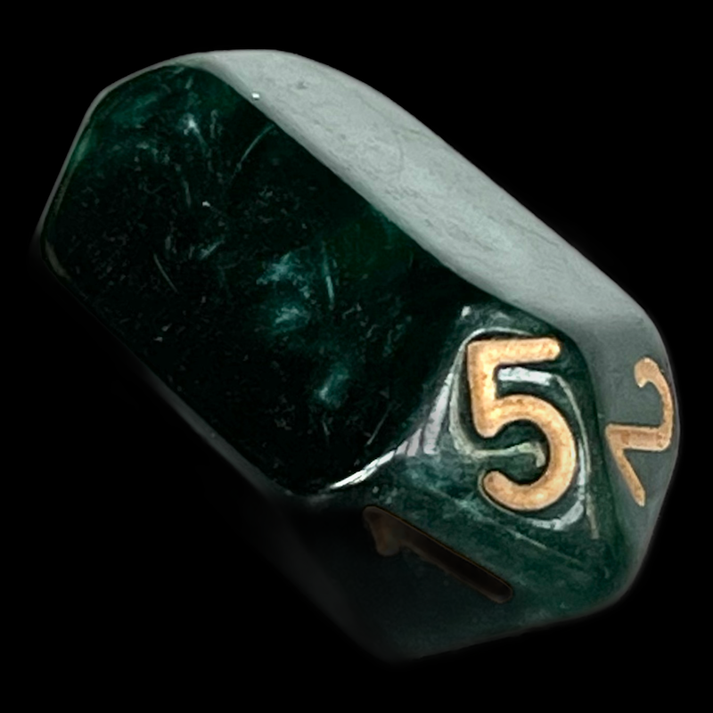 The Dice Lab Pearl Malachite & Gold D5 Dice