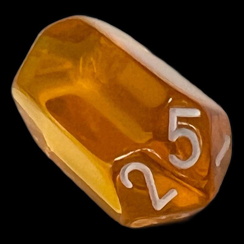 The Dice Lab Translucent Amber & White D5 Dice