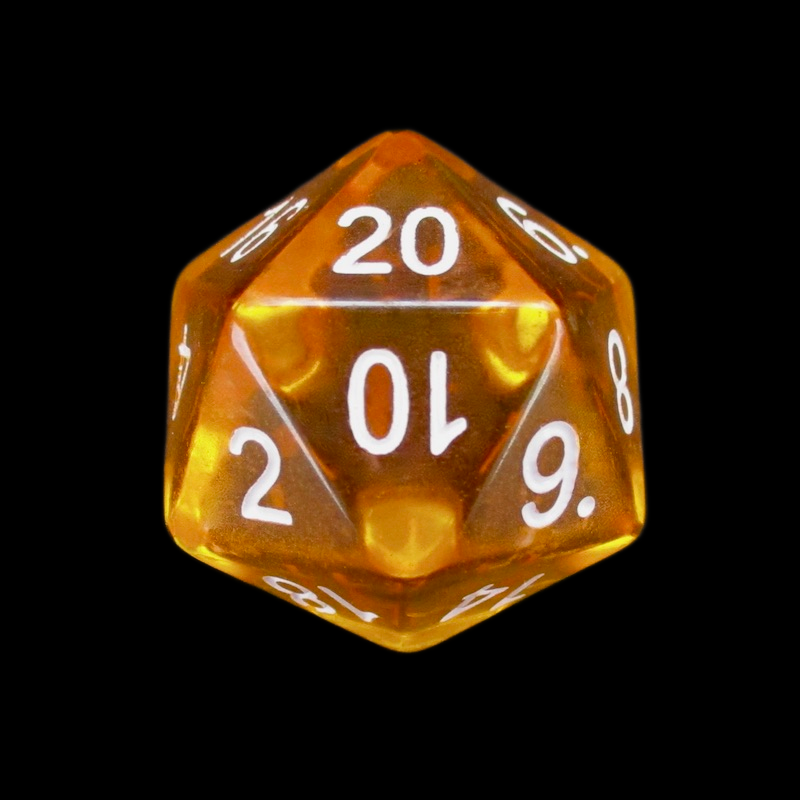 The Dice Lab Translucent Amber Numerically Balanced D20 Dice