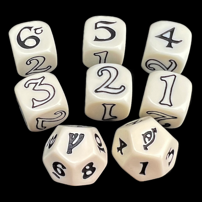 CLEARANCE The One Ring Opaque Ivory & Black Dice Set OOP