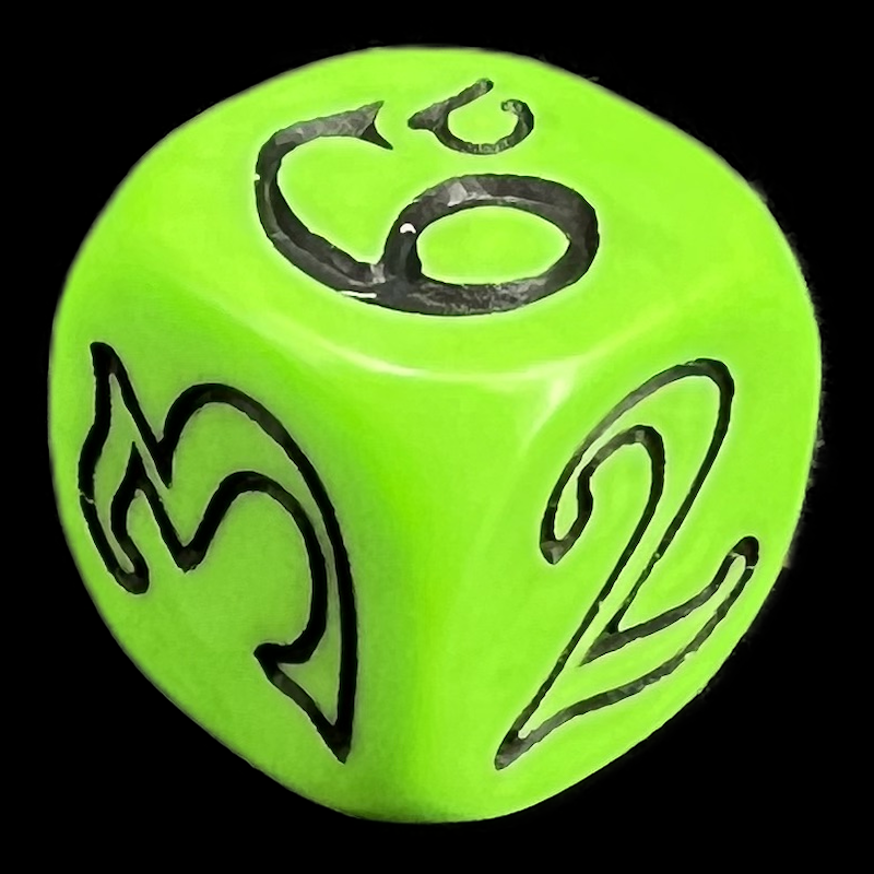 HALF PRICE CLEARANCE The One Ring Opaque Lime & Black D6 Dice OOP