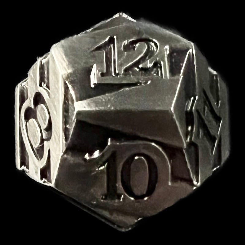 CLEARANCE TDSO Metal Tiger Stripe Antique Silver & Black D12 Dice