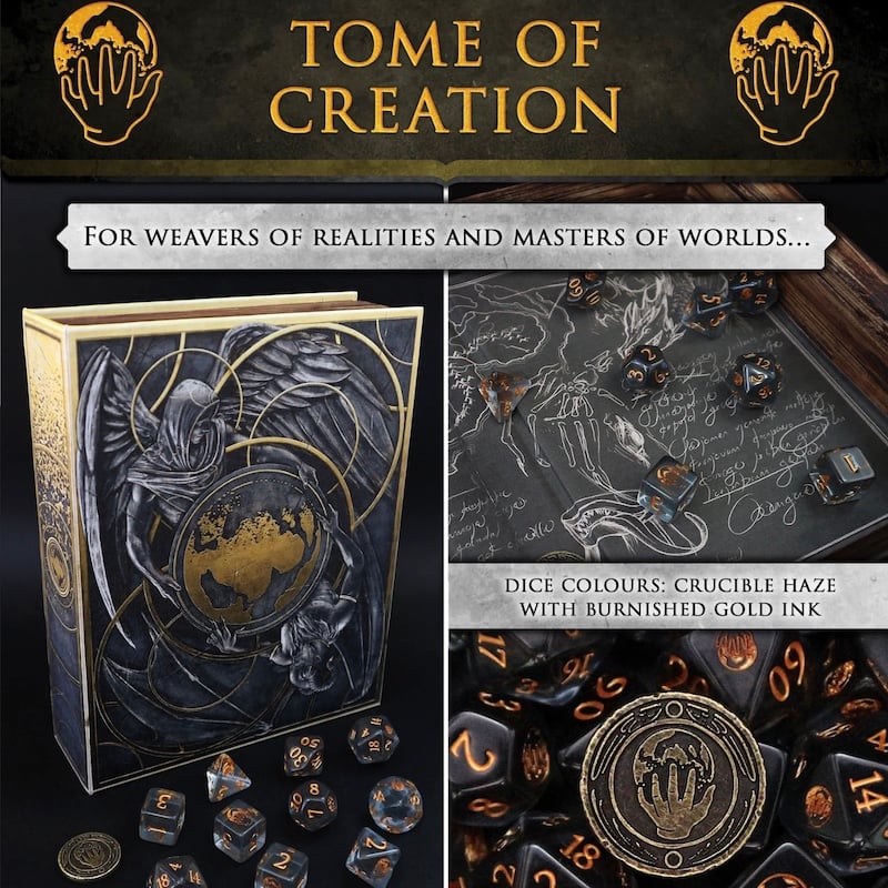 Tome of the Creation (Game Master) - 10 Dice Polyset / Coin / Dice Tray