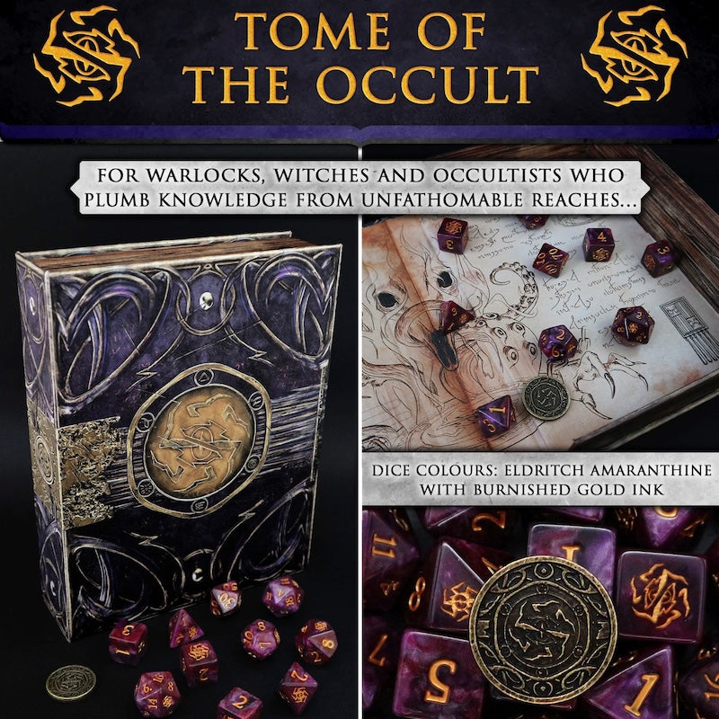 Tome of the Occult (Warlock) - 10 Dice Polyset / Coin / Dice Tray