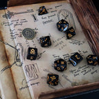 Tome of Scoundrels - 10 Dice Polyset / Coin / Dice Tray