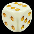 CLEARANCE Opaque Ivory & Gold Spot D6 Dice