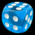 HALF PRICE CLEARANCE Tomesch Translucent Teal & White Spot D6 Dice