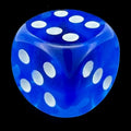HALF PRICE CLEARANCE Tomesch Translucent Blue & White Spot D6 Dice