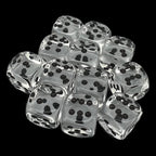 HALF PRICE CLEARANCE Tomesch Translucent Diamond & Black 18mm 12 x D6 Dice Set