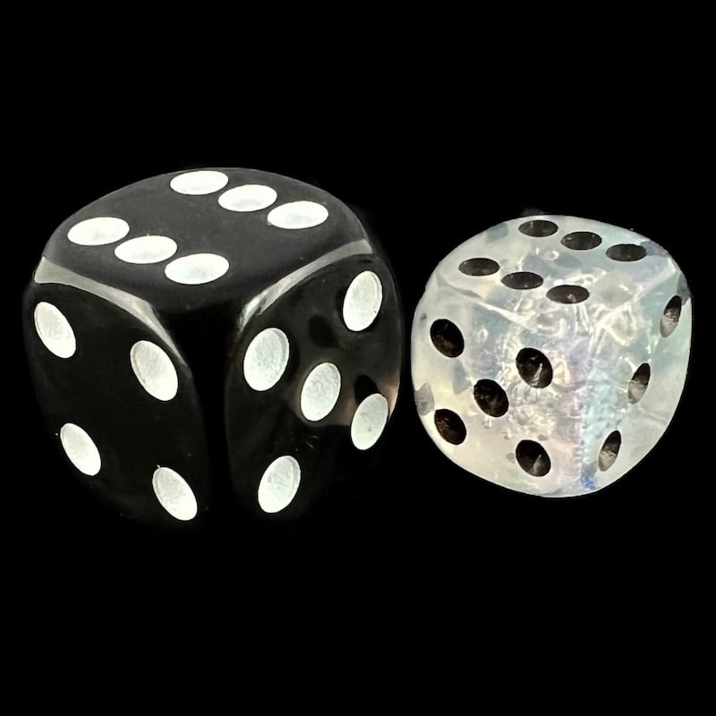 UK Made Dice Borealis Cosmic with Black 12mm D6 Spot Dice