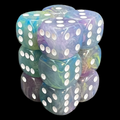 UK Made Dice Floral Enigma with White 12 x D6 Dice Set