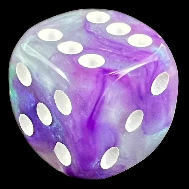 UK Made Dice Floral Purple & Green with White D6 Spot Dice