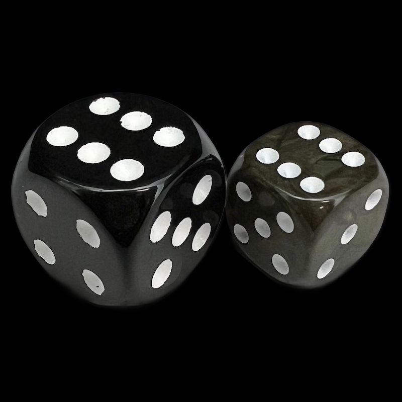UK Made Dice Lustrous Pearl Camouflage with White 12mm D6 Spot Dice