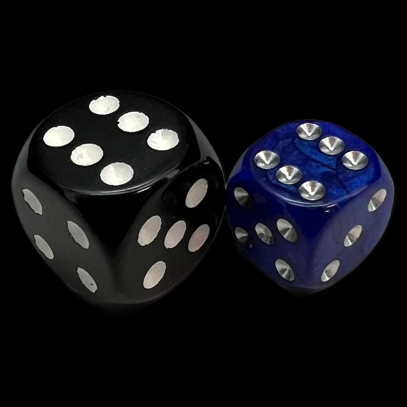 UK Made Dice Lustrous Pearl Dark Blue with Silver 36 x D6 Dice Set