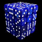 UK Made Dice Lustrous Pearl Dark Blue with White 36 x D6 Dice Set