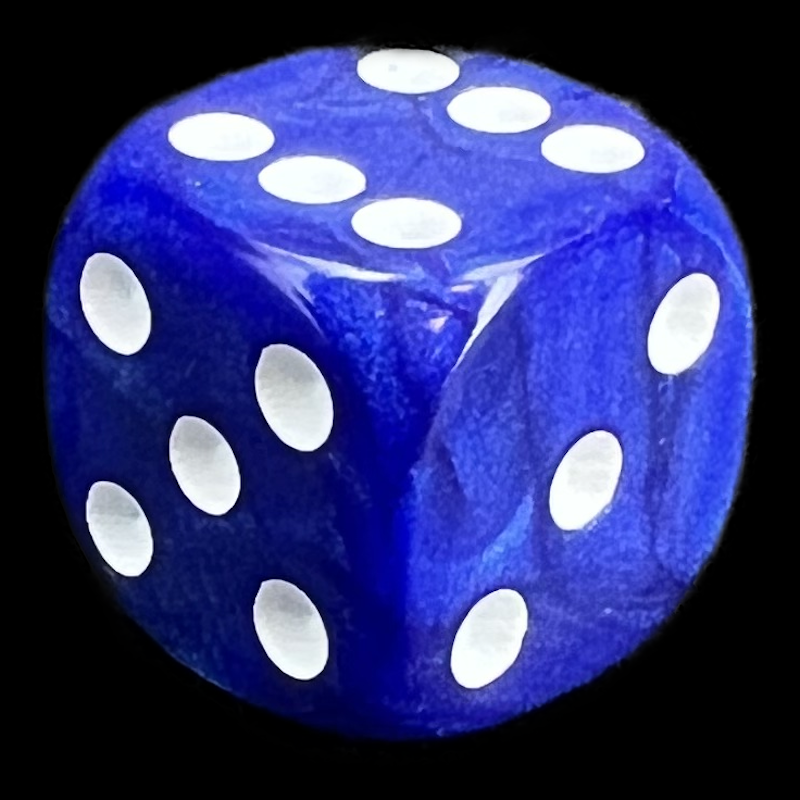 UK Made Dice Lustrous Pearl Dark Blue with White D6 Spot Dice
