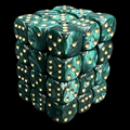 UK Made Dice Lustrous Pearl Jade with Gold 36 x D6 Dice Set